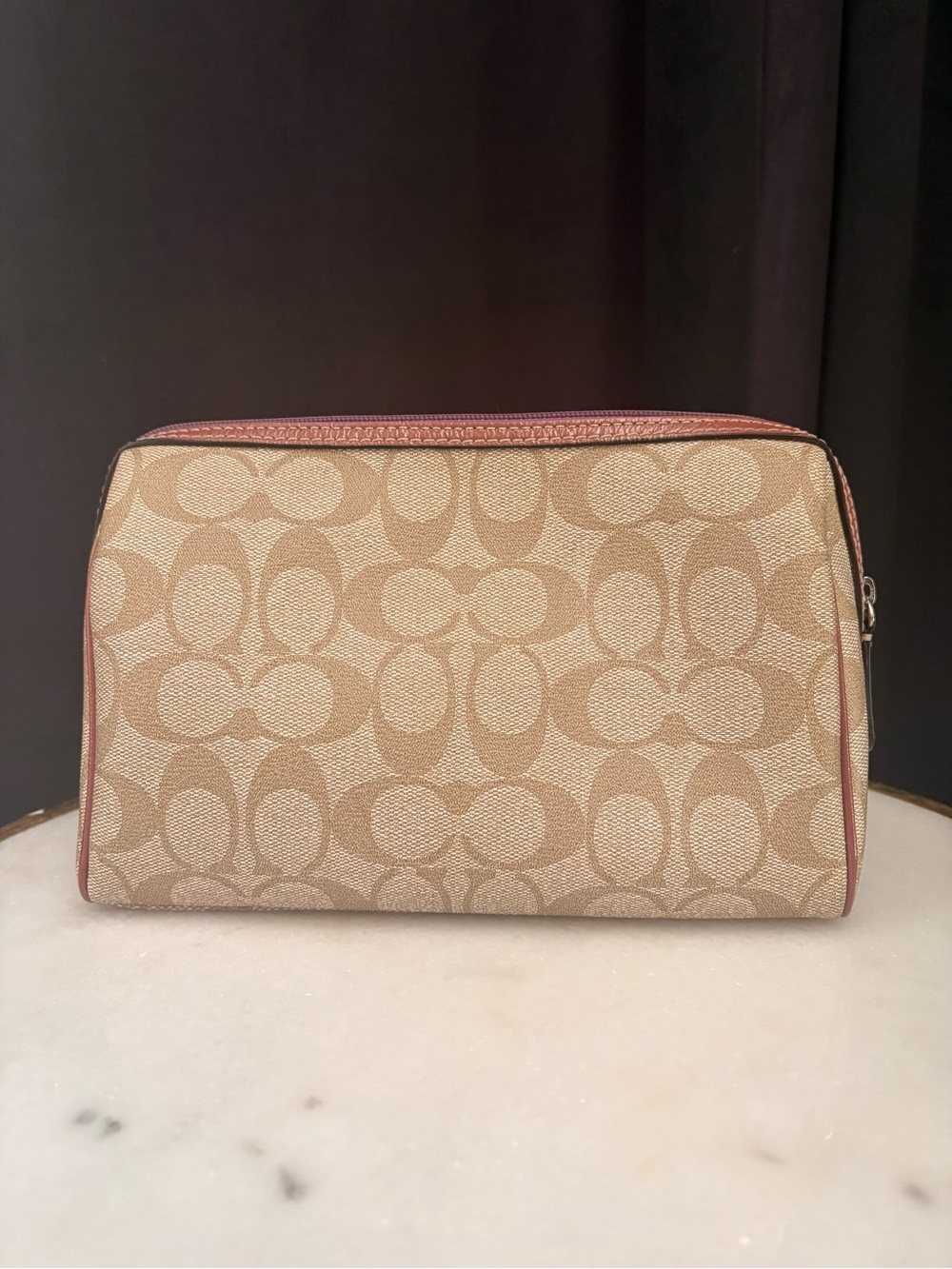 Coach Tan Canvas Pouch Cosmetic Bag